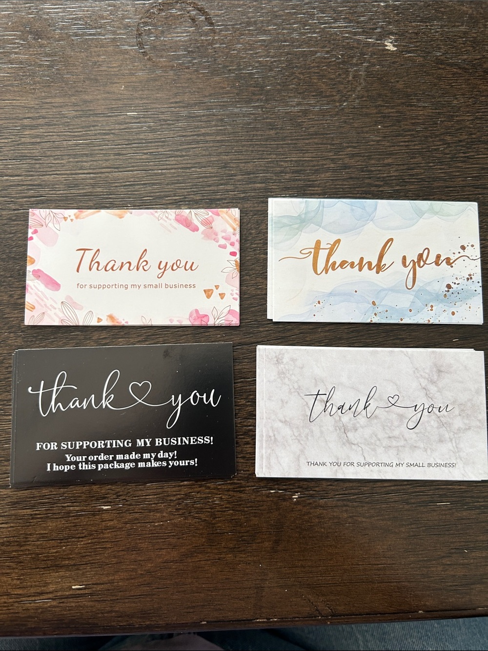 Thank You Cards Bundle - Floral, Marble, Blue & Black Designs (20 total)